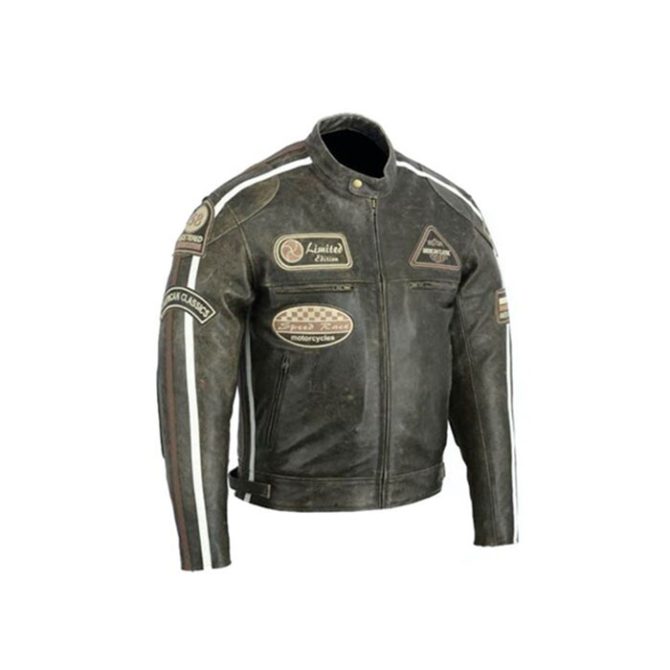 Vintage Leder Motorradjacke Brown